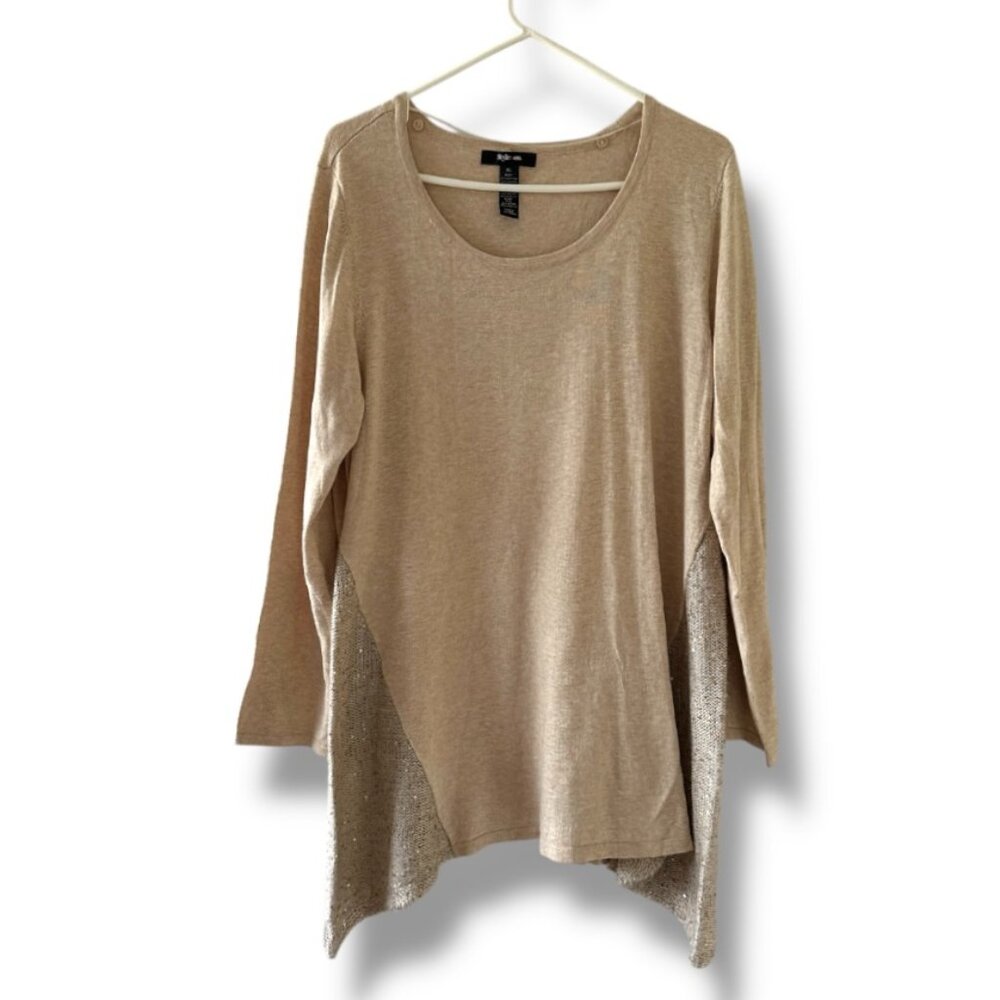 NWT Style & Co. Beige Sequin Tunic Sweater Women's Size XL Holiday Winter